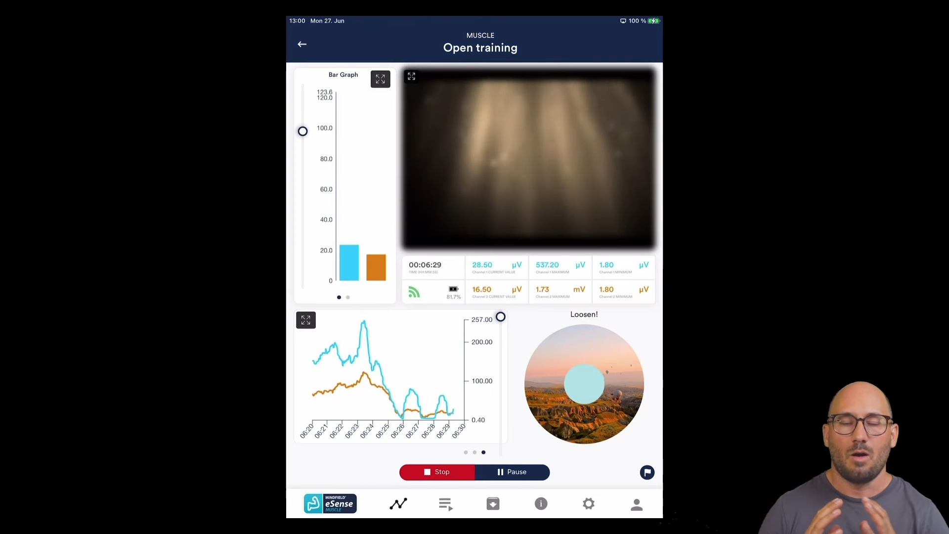 eSense Muscle App on iPad