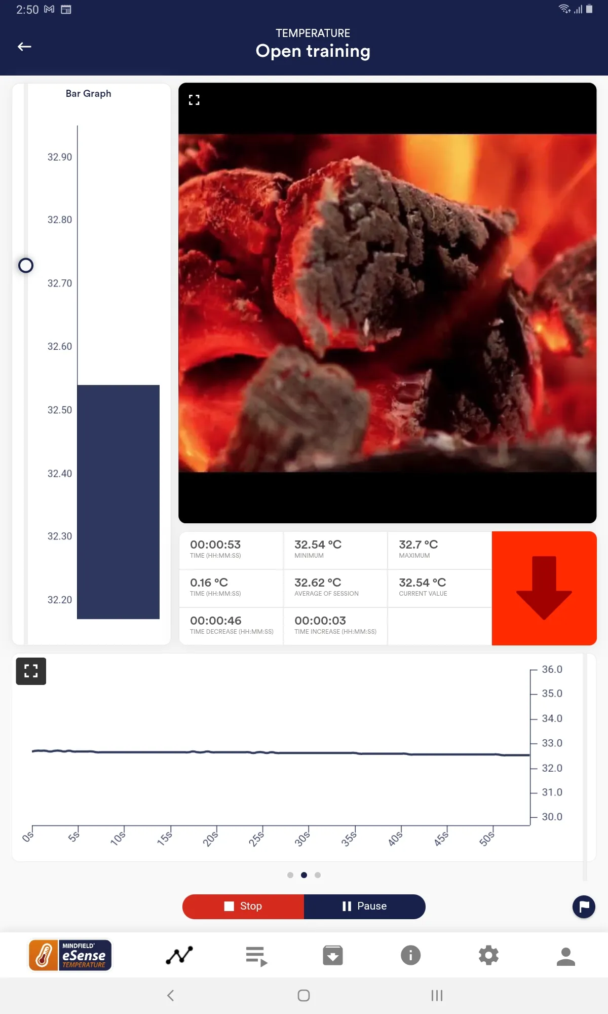 eSense Temperature App on iPad
