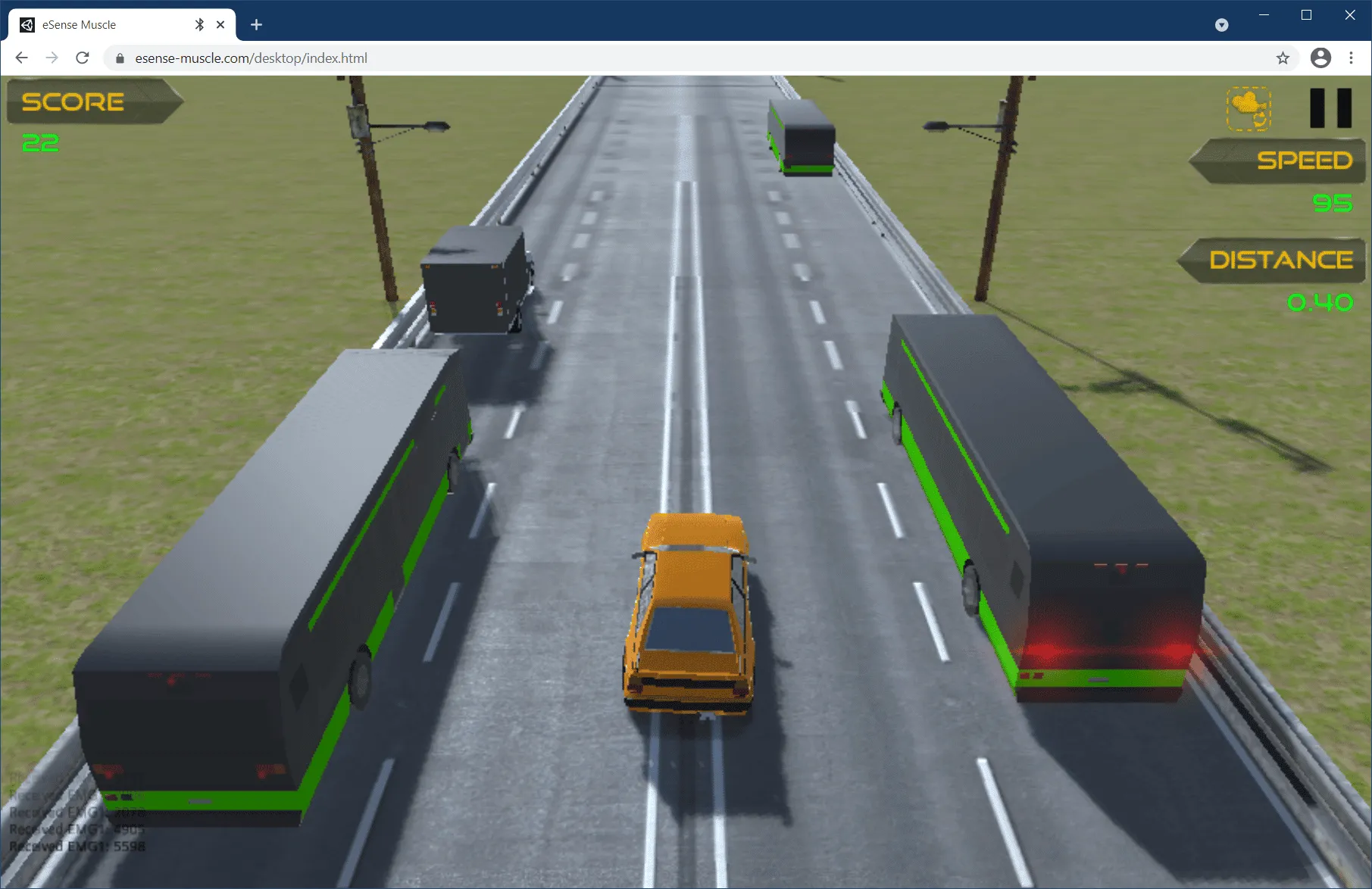 eSense Muscle Web App - Oszilloskop-Ansicht