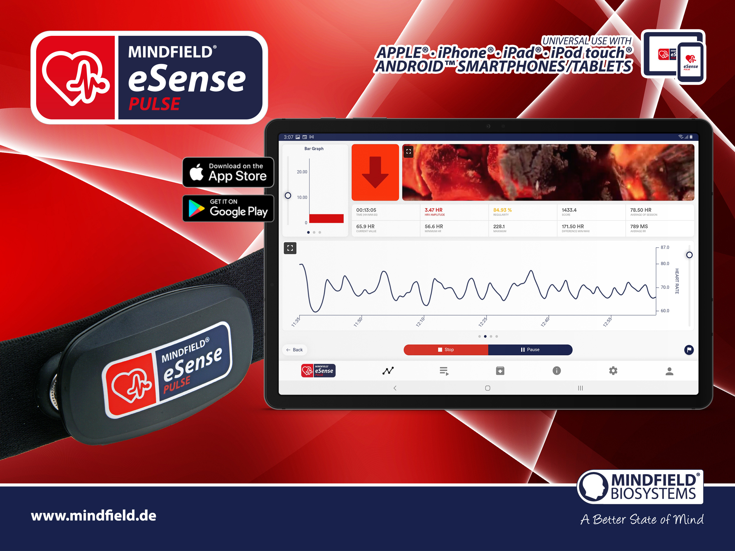HRV-biofeedback edzés felület idő- és frekvenciatartományi elemzéssel